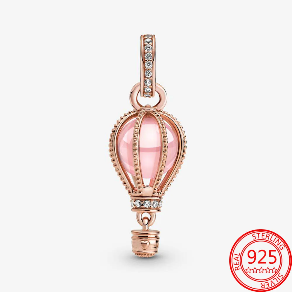 Подвеска шарик из серебра 925 пробы с блестящим розовым светом Шарм подходит для