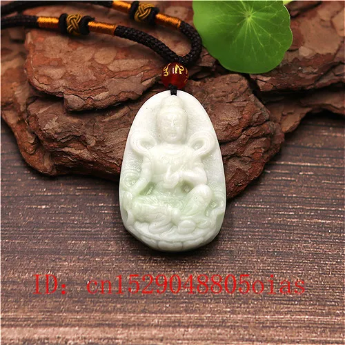Natural White Chinese Jade Guanyin Pendant Bodhisattva Necklace Charm Jewellery Fashion Carved Amulet Gifts for Women Men | Украшения и