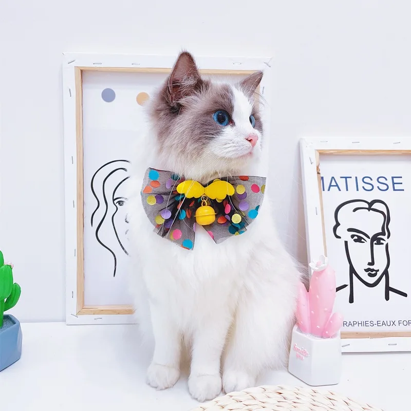 

Puppy Fashion Adjustable Cute Necktie Dog Cat Pet Collar Nylon Bell Kitten Candy Color Bow Tie Bowknot