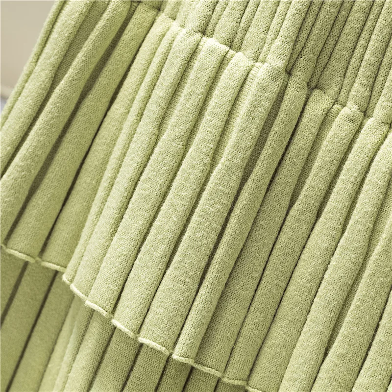 Женская трикотажная плиссированная мини-юбка осенне-зимняя одежда в Корейском