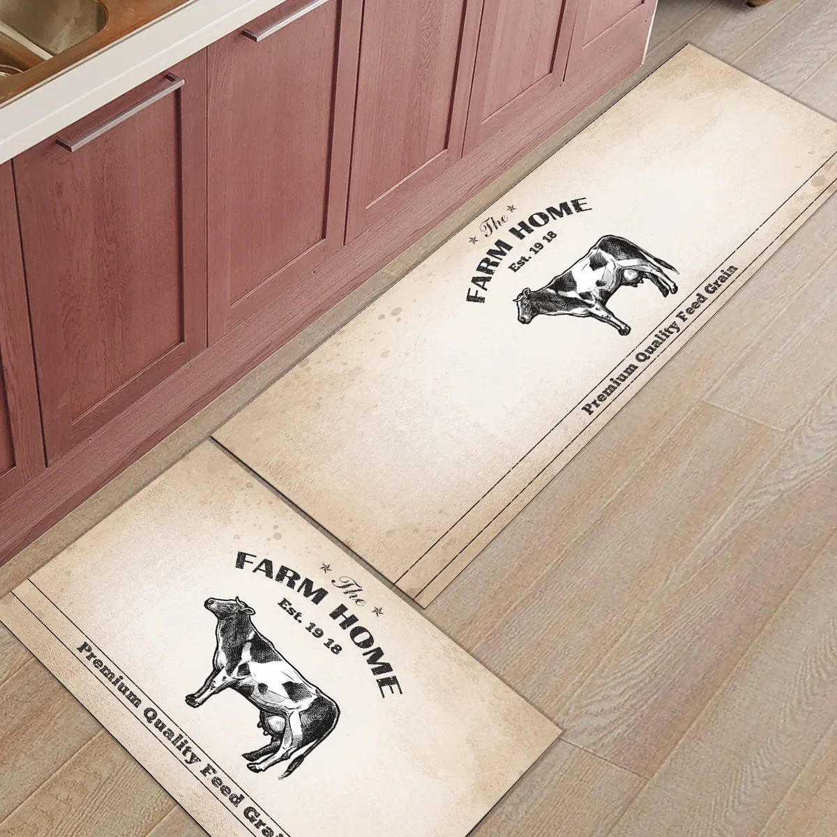 2 шт./компл. коврик для кухни в деревенском стиле с древесным углем и коричневой