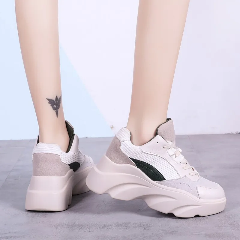 Женские кроссовки на толстой подошве спортивная обувь платформе для бега