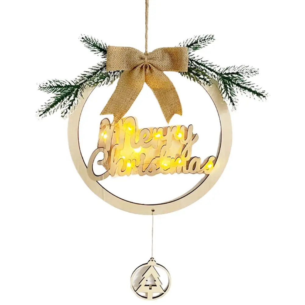 

Christmas Wreaths Front Door Decoration Round Wood Wreaths Wall Hanger Outdoor For All Seasons Holiday Atmosphere