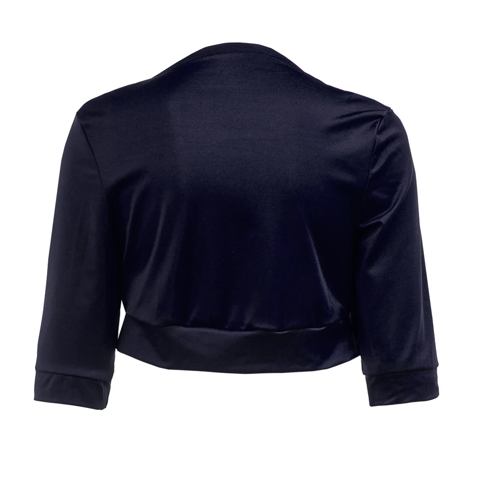 Модная размера плюс женская ультра короткая куртка однотонная открытая передняя