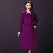 Manteau Long en mélange de laine pour femme, veste Slim d'extérieur, avec ceinture, à la mode, nouvelle collection automne hiver 2021