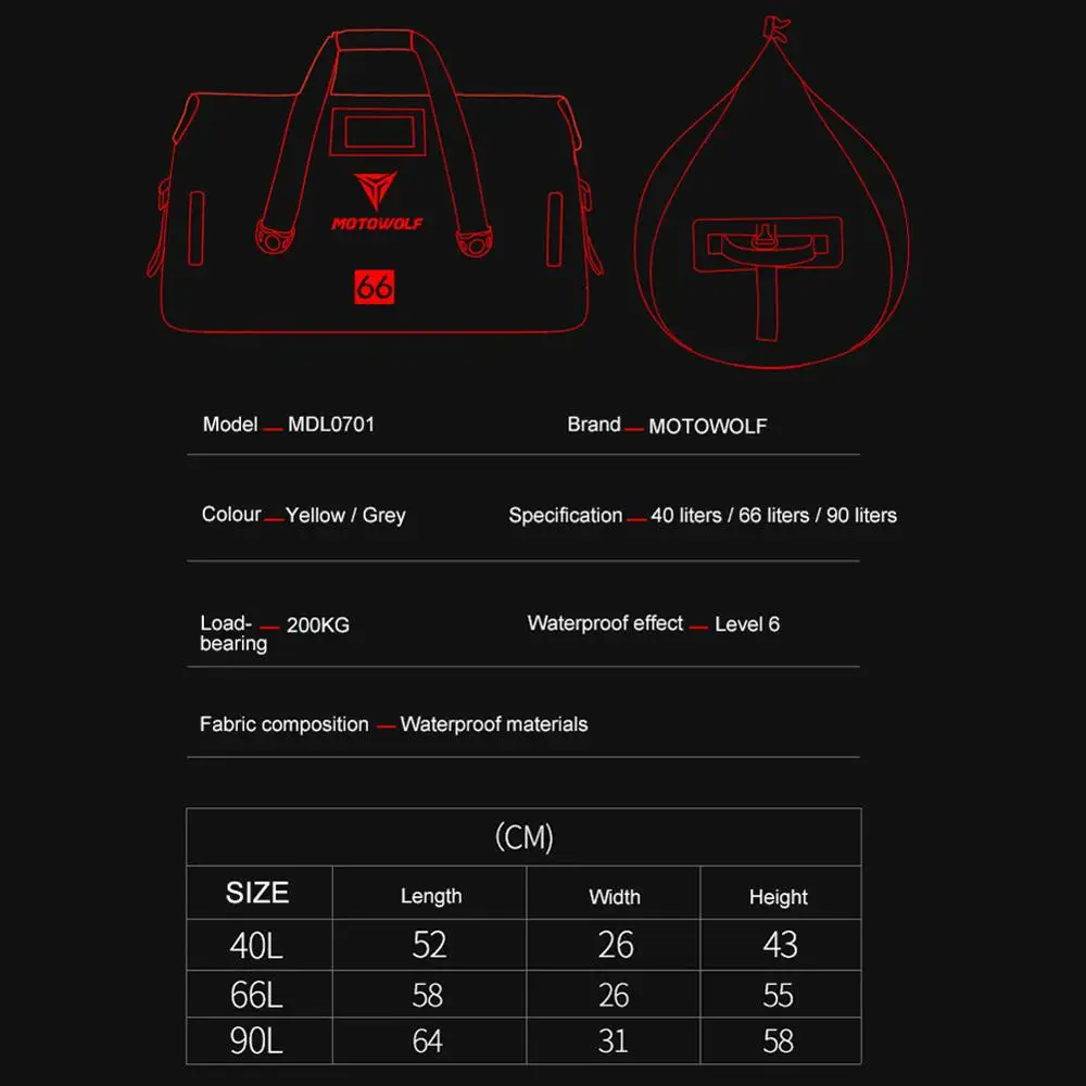 

Motorcycle Bag Outdoor PVC Large Capacity Storage Bag Waterproof 90L Shoulder Bag Diving Swimming Hiking Driving Travel Kits