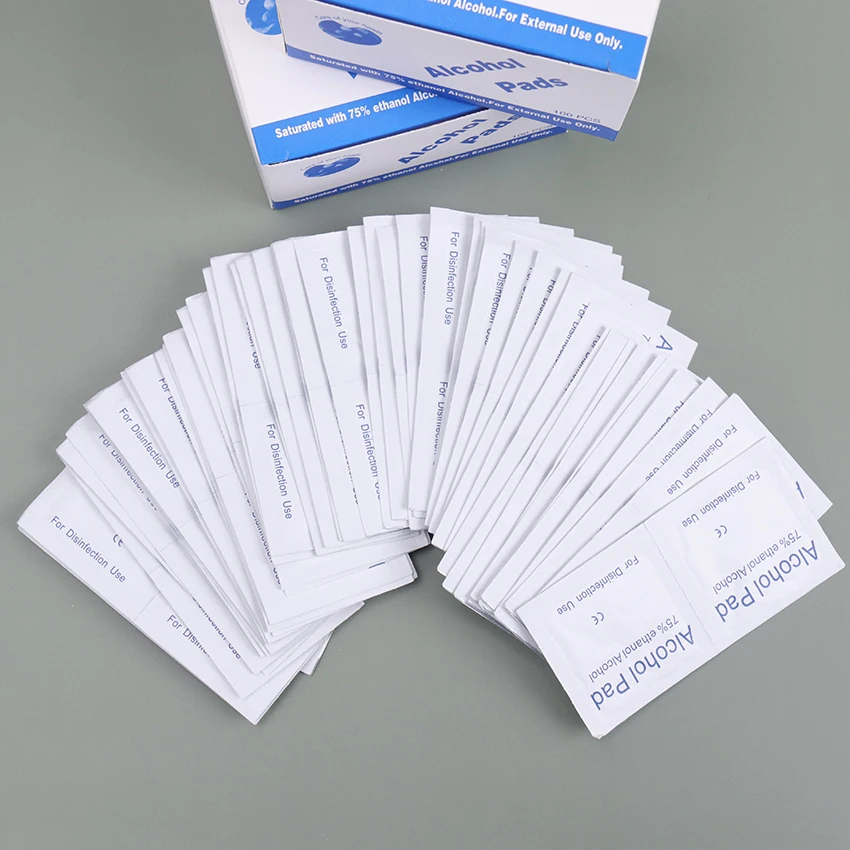 

100PCS Portable Alcohol Wet Wipe Disposable Disinfection Pad Antiseptic Skin Cleaning Care Jewelry Mobile Phone Clean Wipe