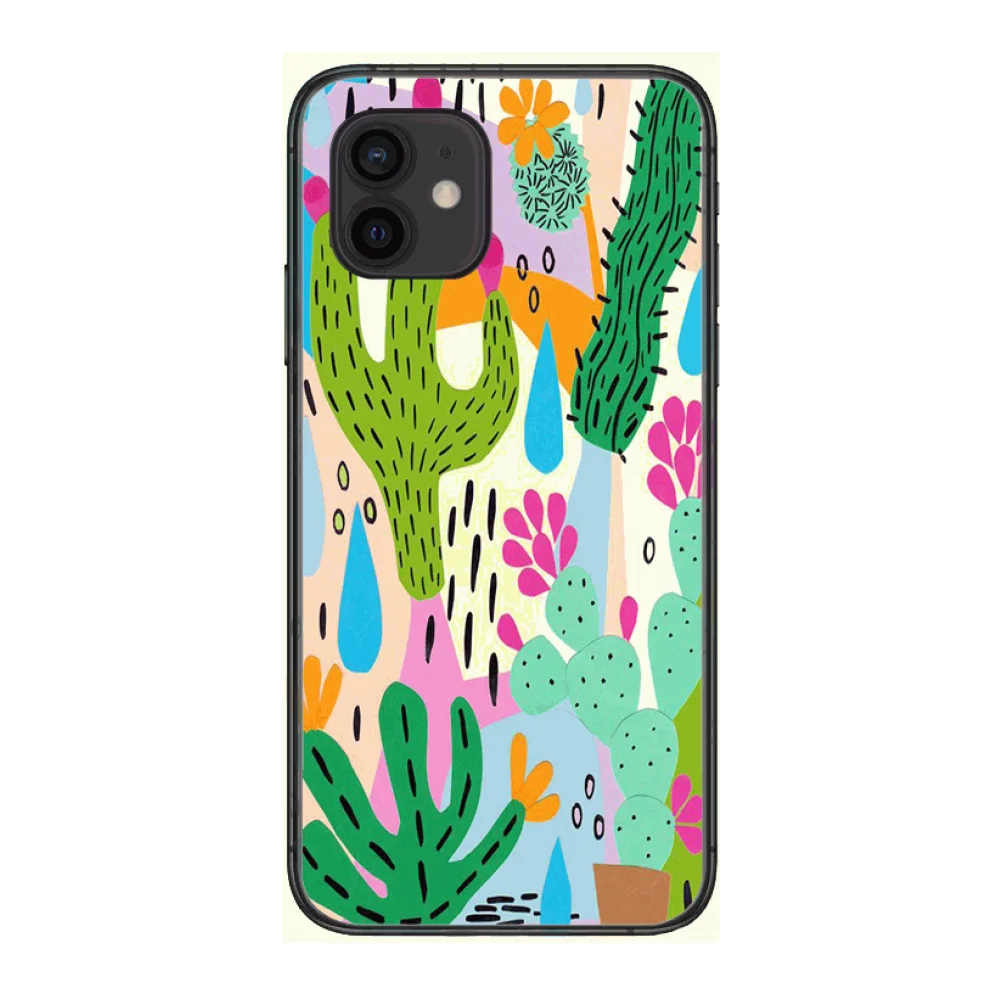 

Frosting Fashion Cactus Style Phone Case cover For iphone 12 pro max 11 8 7 6 s XR PLUS X XS SE 2020 mini black cell shell