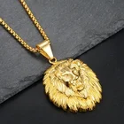 Мужское ожерелье с кулоном, с резьбой в виде головы короля льва