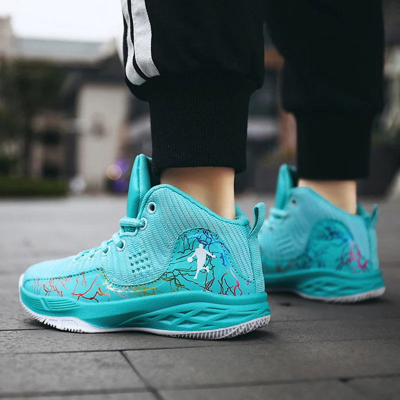 

Детские кроссовки для мальчиков и девочек, повседневная спортивная обувь для баскетбола, сетчатые, на шнуровке, для бега, школы