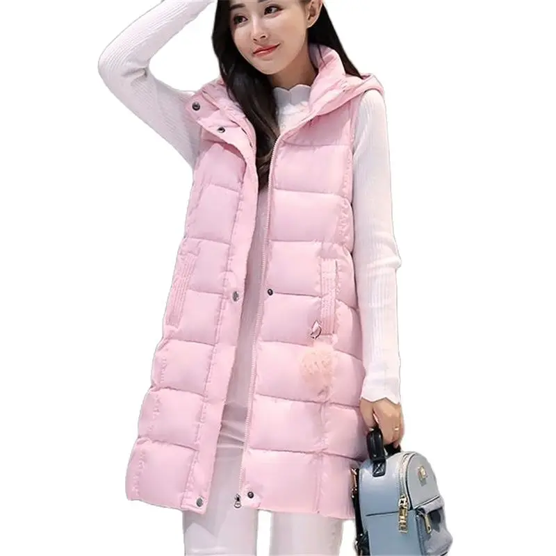 Женский зимний длинный пуховой жилет с капюшоном Размеры d|Жилеты и безрукавки| |