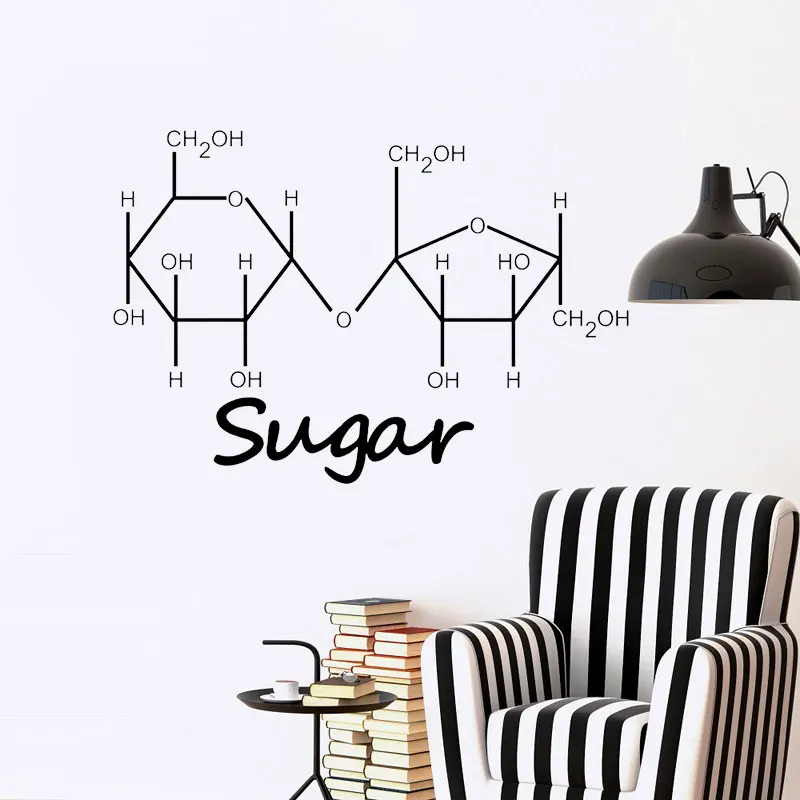 Наклейка на стену с молекулой сахара виниловая домашний декор художественный