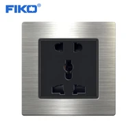 fiko 8686mm 5hole 13a universal wall power socket stainless steel panel home hotel decoration accessories power outlet
