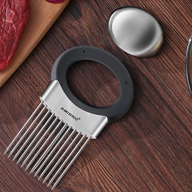AMINNO вилка для лука держатель из нержавеющей стали томатная овощерезка