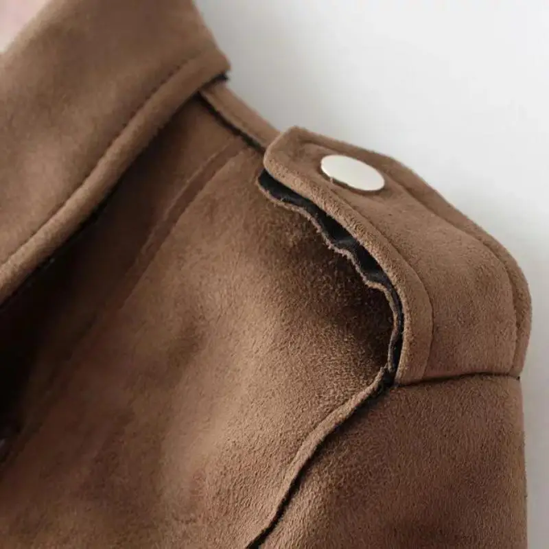 Женская замшевая куртка из искусственной кожи короткая мотоциклетная на молнии