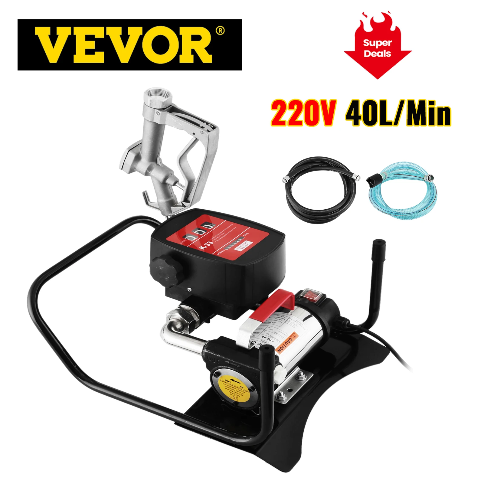 

VEVOR 40 L/Min 220V Diesel Transfer Pump Automatic Electric Self-Priming Oil Transfer Pump Extractor W/ Flow Meter for Bio Fuel