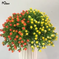 5 branch artificial milan berries plant plastic winter fake berries white green wedding home decor faux leaves berries plant