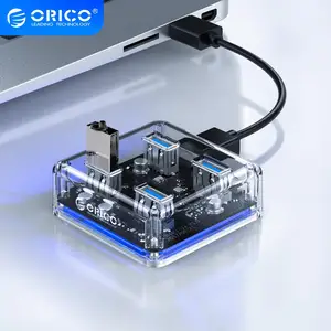 orico transparent usb hub 4 ports usb3 0 adapter splitter support external micro usb power supply for desktop laptop accessories free global shipping