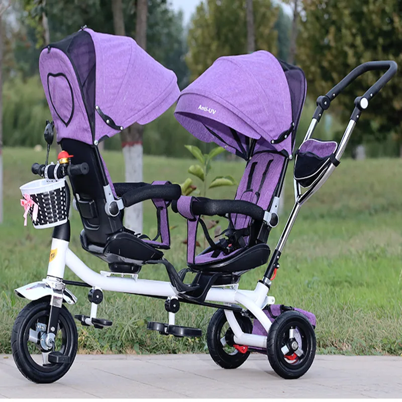 Triciclo infantil Дети трехколесный велосипед двойной детская коляска из светильник 3