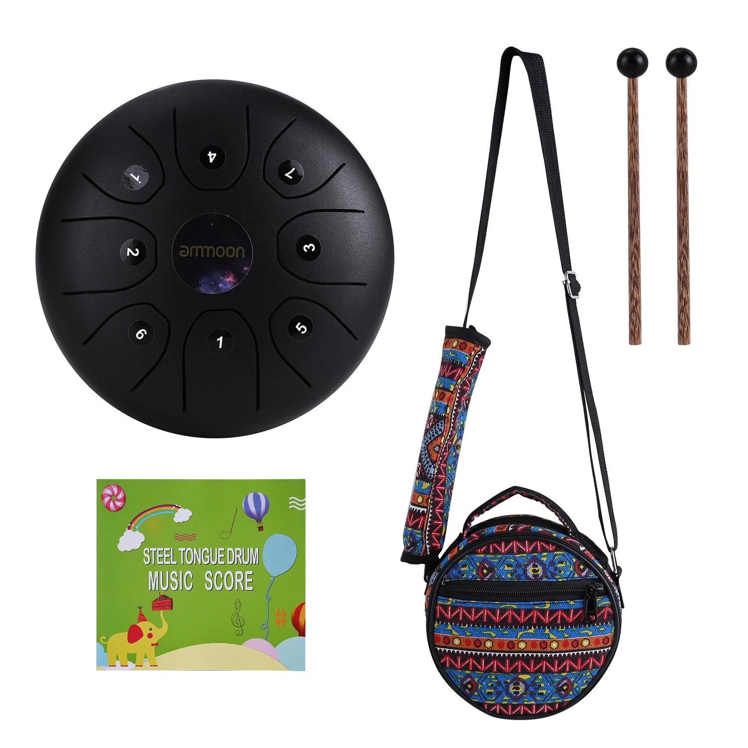 

ammoon 5.5 Inches Mini Steel Tongue Drum 8 Notes C-Key Handpan Drum Steel Pocket Drum with Mallets Carry Bag for Meditation Yoga