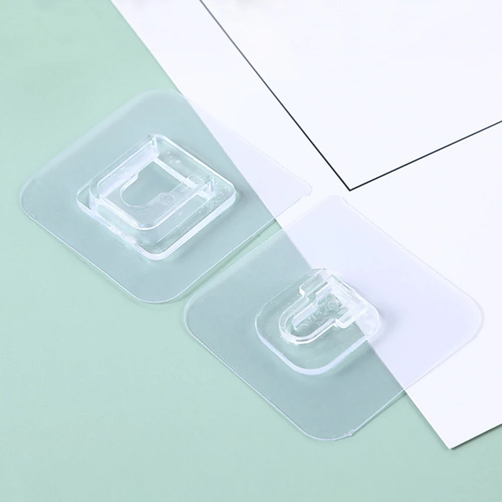 

12pcs Transparent Double-sided Adhesive Wall Hooks Reusable Waterproof Seamless Hanging Hook