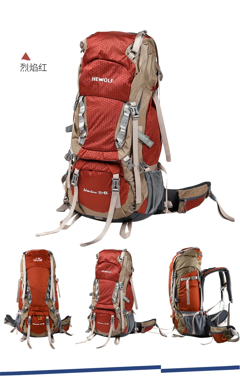 Hewolf 65L рюкзак для кемпинга большой емкости Скандинавская походная сумка из алюминиевого сплава Регулируемый CR рюкзак системы высокой нагрузки