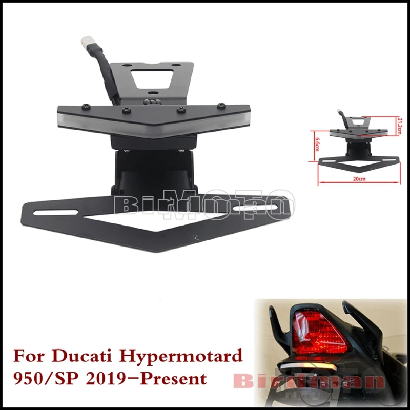 

For Ducati Hypermotard 950/SP Rear Adjustable License Plate Light Bracket Motorbike Turn Signal LED Tail Fender Eliminator Kit