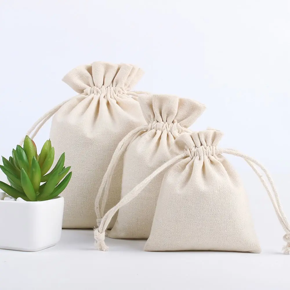 

Reusable Cotton Drawstring Gift Bag Wedding Christmas Use Sachet Storage Charms Jewelry Packaging Linen Bag