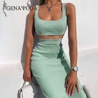 Женский комплект из двух предметов Genayooa, облегающий топ и юбка, клубный комплект без рукавов, лето 2020