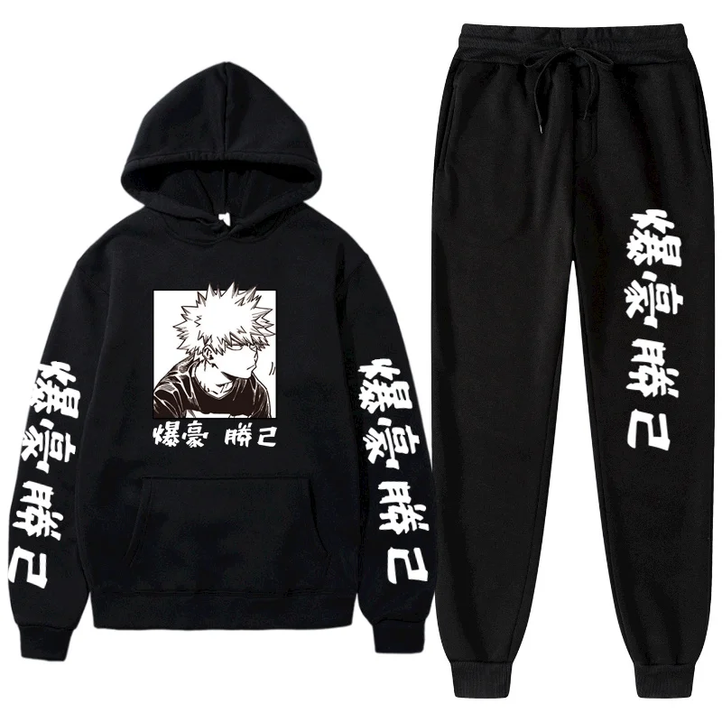 

Harajuku My Hero Academia Hoodies Men Women 2-Piece Set Long Sleeve Sweatshirt Bakugou Katsuki Anime Manga Hoodies Tops Suit