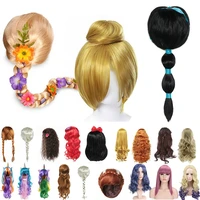 girls princess dress up accessories headgear synthetic hair aladdine elsa wig mermiad braid descendant 3 mal evie cosplay wigs