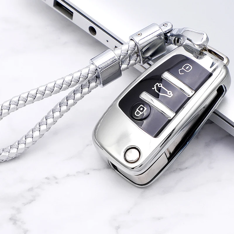 

For Audi A1 A3 A4 A5 A6 A7 Q3 Q5 S6 B6 B7 B8 C6 8P 8V 8L TT RS Car TPU Folding Key Case Bag Cover Shell Keychain Protector