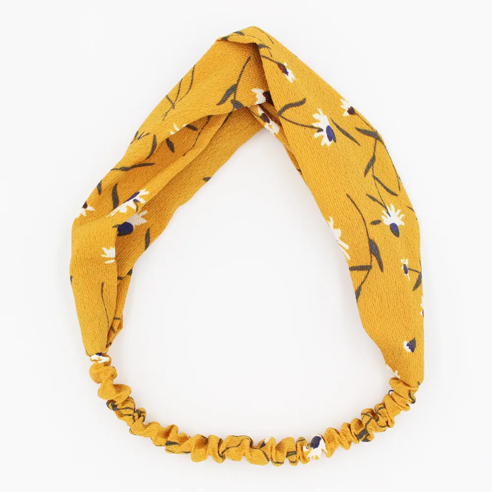 

2021 Sale Women Hairband Retro Flower Headband Printed Headband Vintage Cross Bandana Scarf Bandage Hair Accessories Headwear
