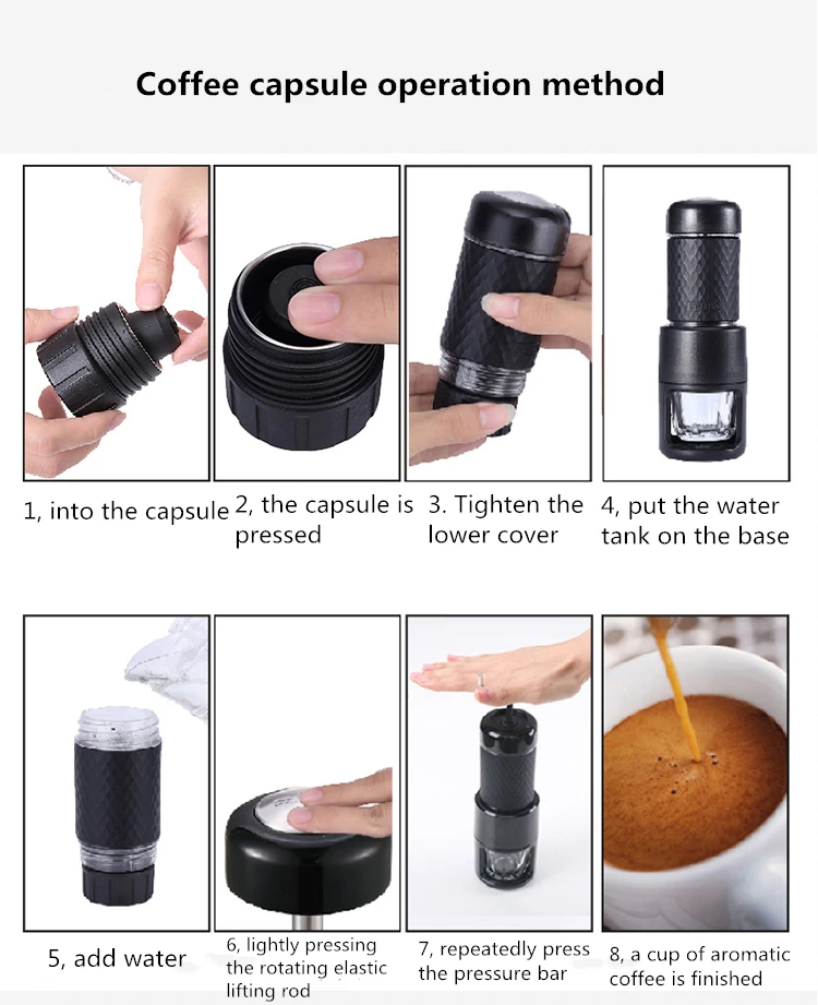 STARESSO II Italian Concentrated Mini Manual Capsule Coffee Machine Household Portable Outdoor Coffee Maker Convenient