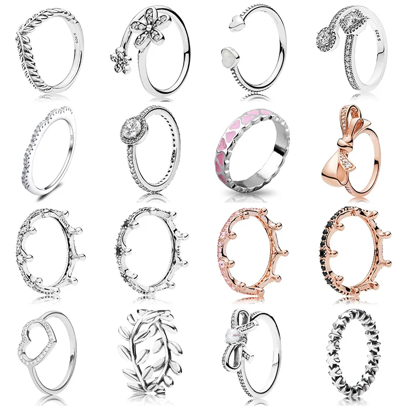 Кольца из стерлингового серебра 925 пробы со сверкающими бриллиантами кольцо в