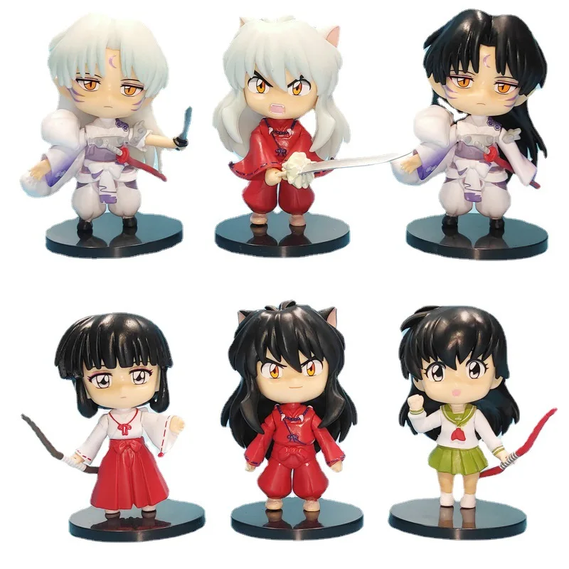 

6Pcs/Set Inuyasha Anime Figure Kawaii Anime Action Figrue Higurashi Kagome Kikyo Sesshoumaru 10cm Collectible Model Doll Toys