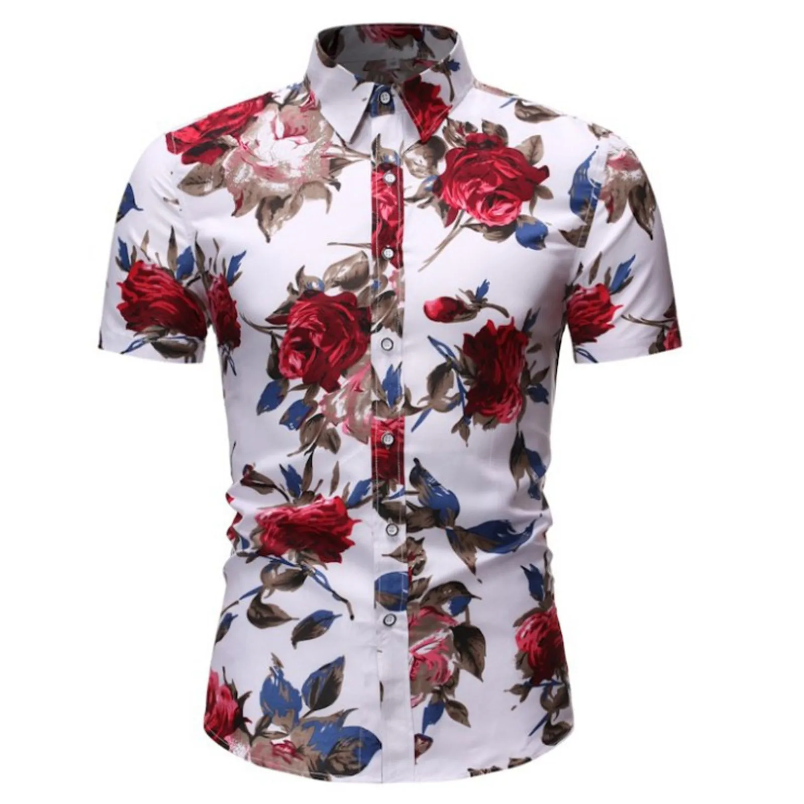 

Гавайская пляжная рубашка с цветочным принтом для мужчин, лето 2021, рубашки с коротким рукавом и цветочным принтом, тропический Алоха, Мужска...