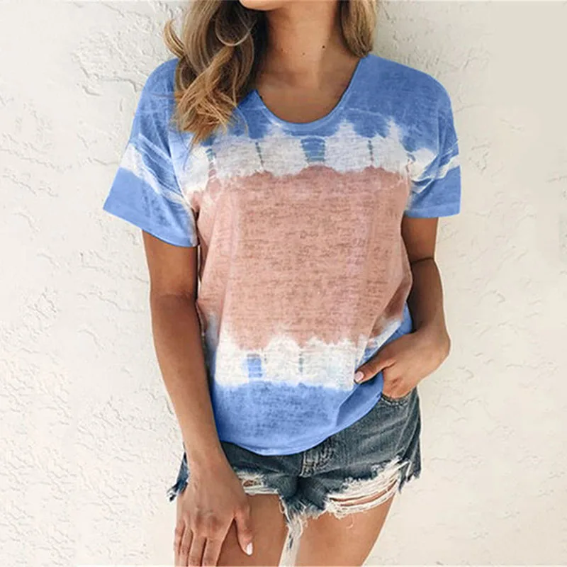 

2020 Hot Sales Women T-shirts Tops Tees Polyester O Neck Print Short Sleeve Summer Young Style Female T Shirt Clothing 8 Colors