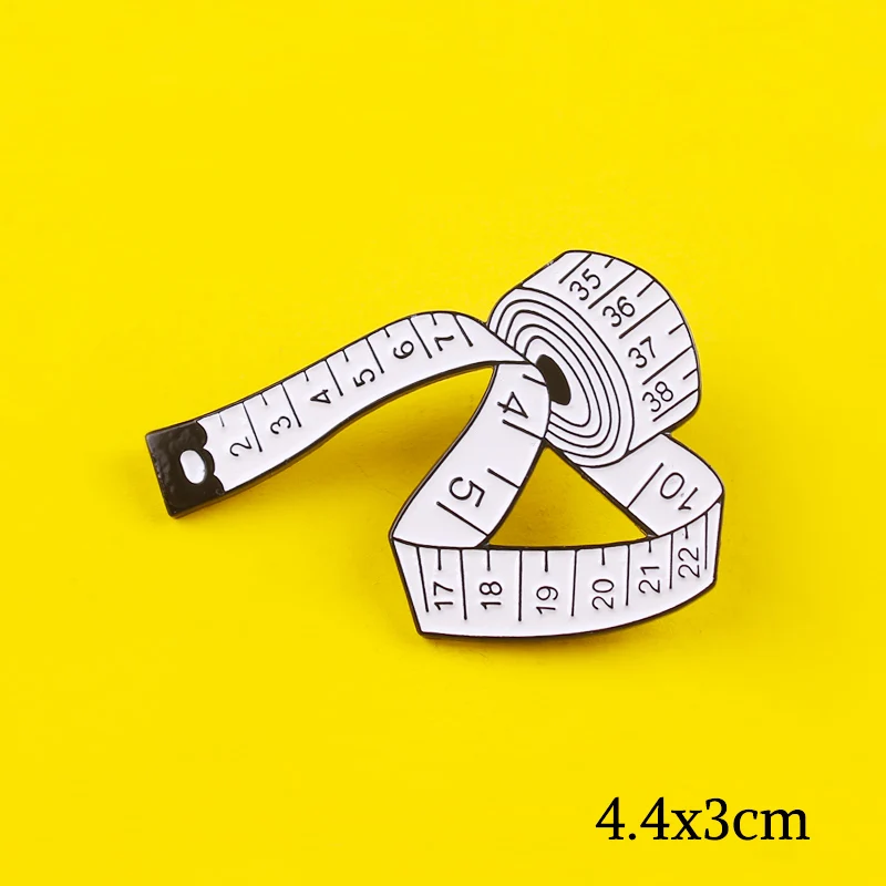 Tape Measure Brooch Pin Enamel Women's Brooches Blue White Pink Ruler Sewing Tool Badge On Clothes Sweater Shirt Jewelry Gift | Дом и сад
