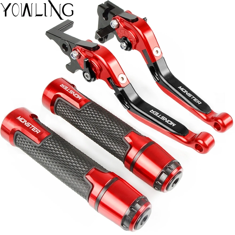 

Motorcycle Accessories Extendable Brake Clutch Levers and Handlebar Hand Grips ends For Ducati MONSTER S2R 800 2005 2006 2007