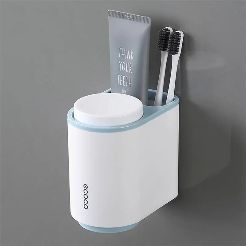 

Toothbrush Holder Wall Mount Toothpaste Squeezer Bathroom Accessories Set Home Toothpaste Storage Rack