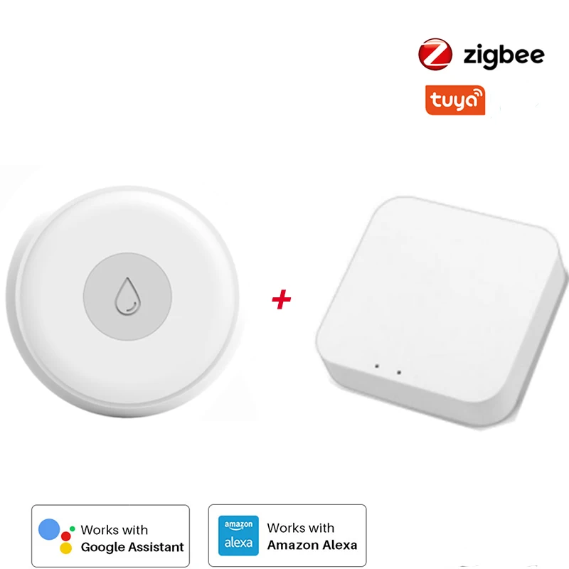 

Water Sensor Flood Water Leak Detector Sensor Remote Alarm Security Soaking Sensor For Alexa/Google Work With Zigbee Gateway