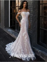 mermaid trumpet wedding dresses sweetheart neckline court train lace regular straps boho illusion detail with lace 2021