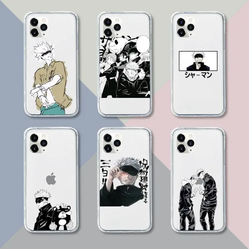 

Anime Jujutsu Kaisen Phone Case Transparent For iPhone 12 11 pro mini XS XR X max 5 6 s 7 8 plus Soft TPU Clear Mobile bags