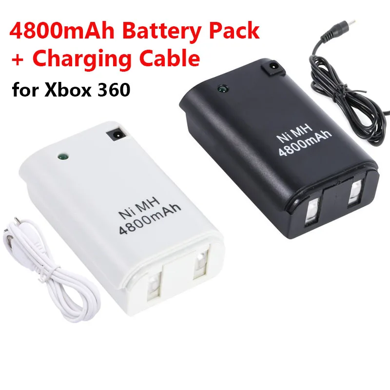 1 шт. 4800 мАч аккумулятор+ зарядный кабель для Xbox 360 беспроводные аккумуляторы с контроллером пакет для Microsoft Xbox 360