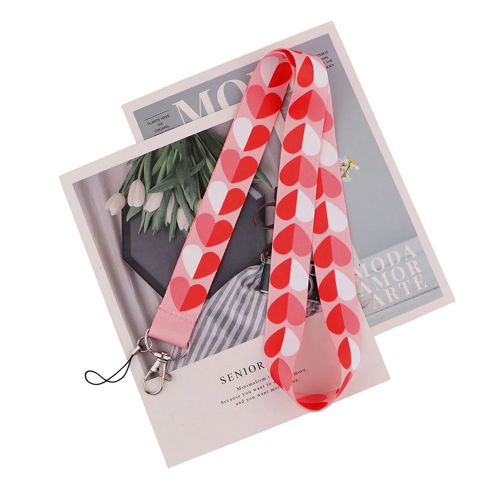 

24pcs/lot MD1033 DMLSKY Funny Cartoon Love Pattern Lanyard Keychains Accessory For Phone USB ID Badge Holder Neck lanyard