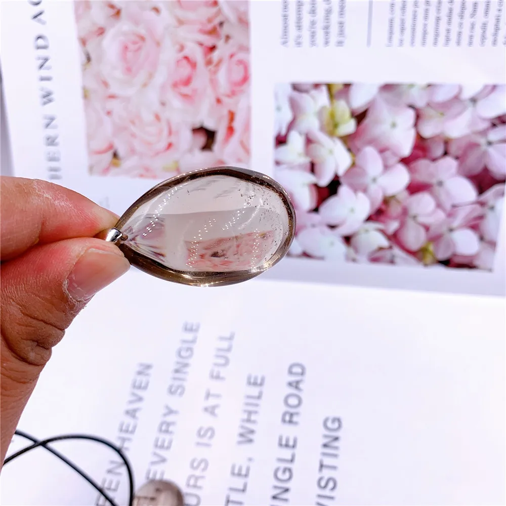 Натуральный дымчатый кварц форма капли ожерелья с кристаллами Подвески