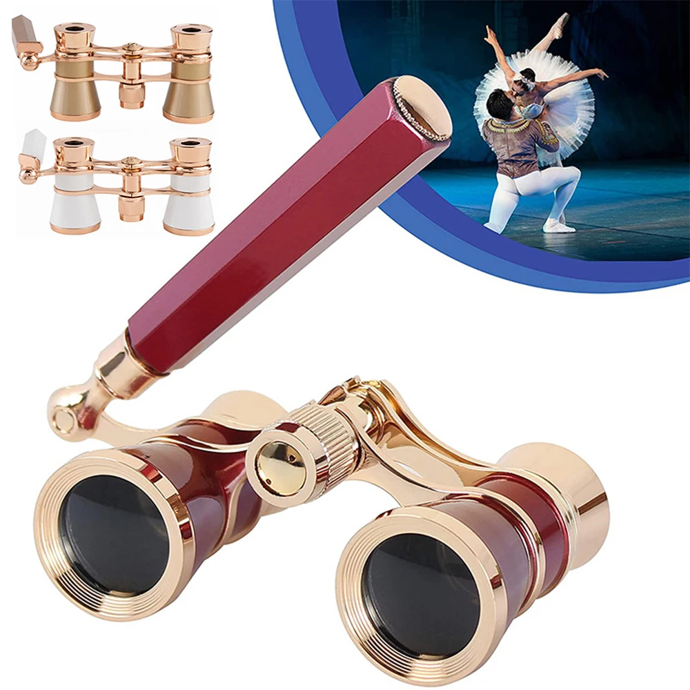 

3×25 Vintage Opera Glasses Mini Theater Binoculars Compact Lightweight Binoculars with Handle Carrying Case and Cleaning Cloth