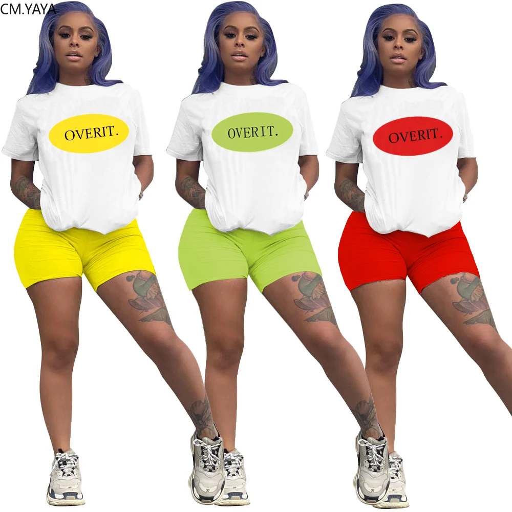 2020 Для женщин комплекты из двух предметов летний спортивный костюм с буквенным