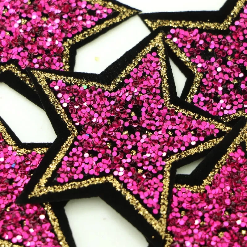 5 шт./лот 6 см черные красные блестящие нашивки со звездами для одежды утюжок Diy Parche